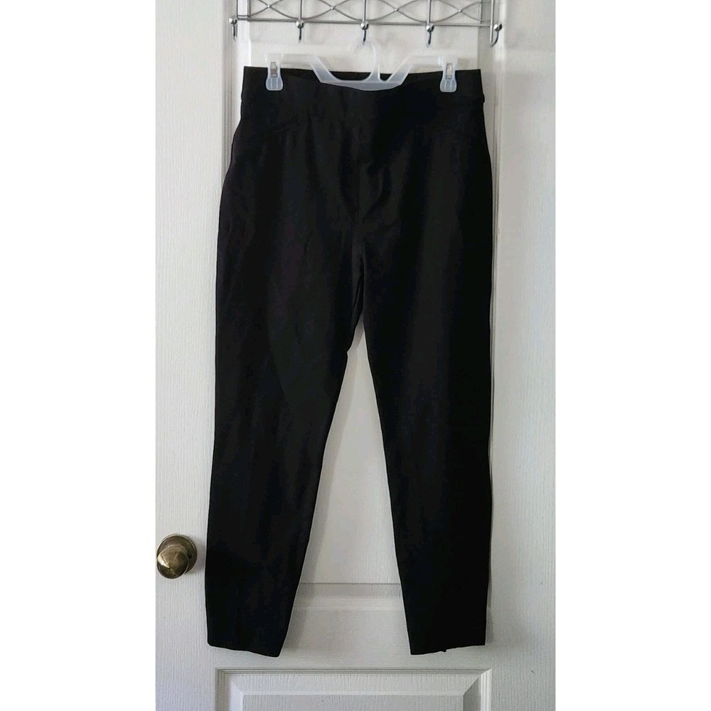 SPANX Women's Pull-on Black Skinny Short Ankle Pants Stretch High-Rise Size‎ L